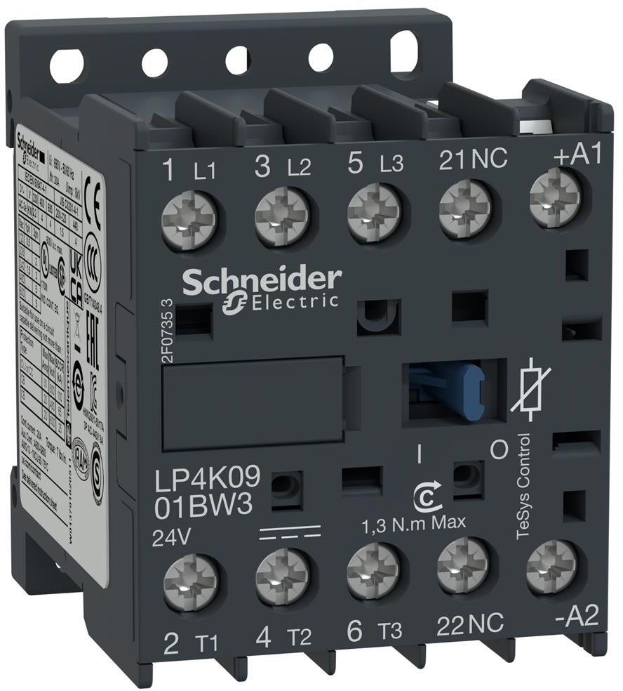 Контактор TeSys K 3P 5.5kW (12A AC-3) 1NC 24V DC lc SE, SCHNEIDER ELECTRIC НИСКО НАПРЕЖЕНИЕ, LP4K1201BW3