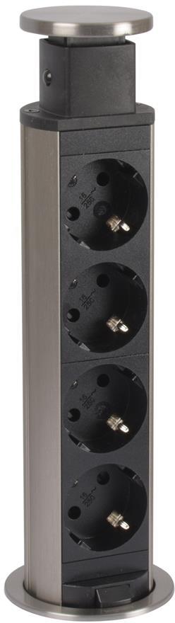 Мебелна колона Pop-Up, с контакти 4х шуко, кабел 2m, Ø60mm, Incara Tower Legrand, LEGRAND, 654976