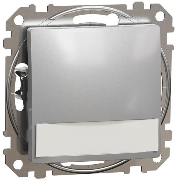 Бутон с подсветка 12V и етикет цвят Алуминий Sedna SE, SCHNEIDER ELECTRIC, SDD113143L