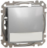 Бутон с подсветка 12V и етикет цвят Алуминий Sedna SE, SCHNEIDER ELECTRIC, SDD113143L