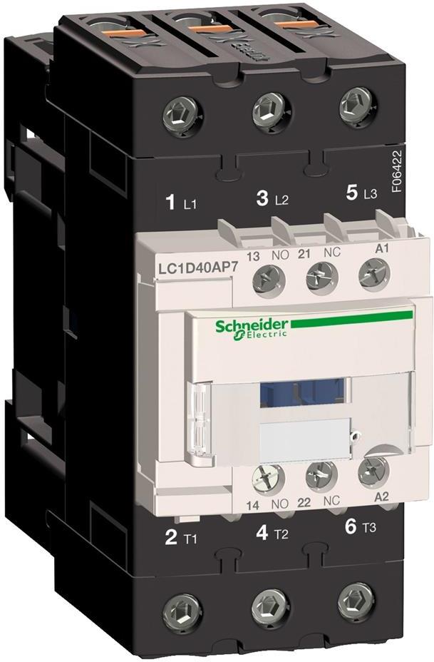 Контактор TeSys D 3P 18.5kW (40A AC-3) 1NO-1NC 230V 50/60Hz EverLink SE, SCHNEIDER ELECTRIC НИСКО НАПРЕЖЕНИЕ, LC1D40AP7