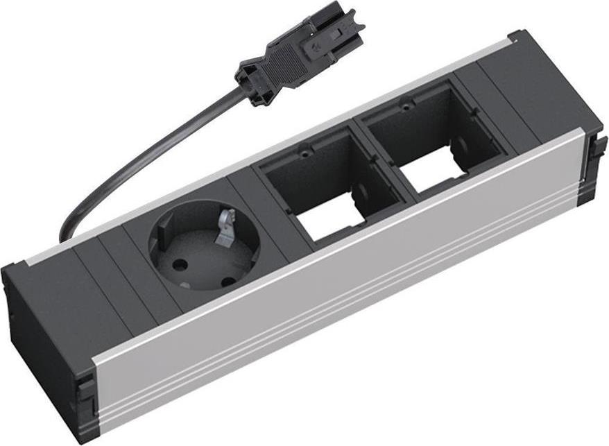Модул за CONI 3M с 1х Шуко и 2х празни модула, цвят Черен, Bachmann, BACHMANN, B912.002