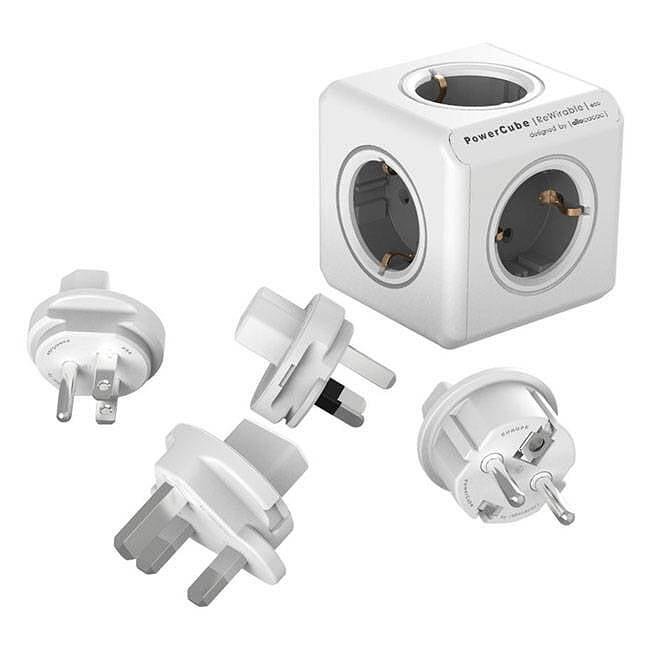 Електрически разклонител без кабел Allocacoc PowerCube Rewirable, 5 гнезда, 250 V, 10 A, бял, 1800/DERW4P