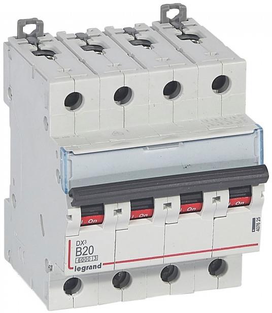 Автоматичен прекъсвач DX3 4P 20A крива B 6kA Legrand, LEGRAND НИСКО НАПРЕЖЕНИЕ, 407625