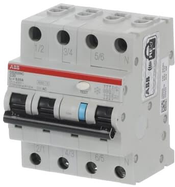 ДТЗ комбинирана DS203NC 3P+N 20A крива C 30mA тип AC 6kA 4 мод. ABB, 2CSR256040R1204