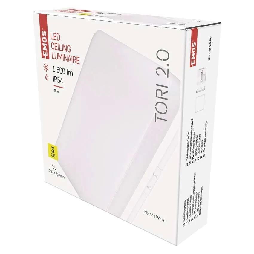 Плафон LED SQ220 15W 4000K 1500lm 120° 30000h IP54 TORI EMOS