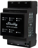 Мрежов комутатор, 5x 10/100 Mbps, за DIN монтаж, 110...230Vac, Shelly LAN Switch - 266830, SHELLY