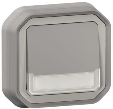 Бутон NO/NC с подсветка 12V и етикет моноблок за скрит монтаж цвят Сив IP55 Plexo New Legrand, LEGRAND, 69824L