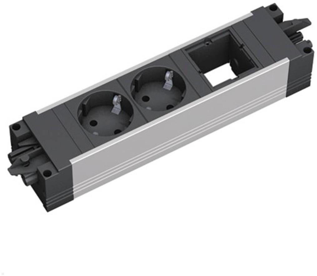 Модул STEP с 2х Шуко и 1х празен модул, цвят Черен, Bachmann, BACHMANN, B906.09528