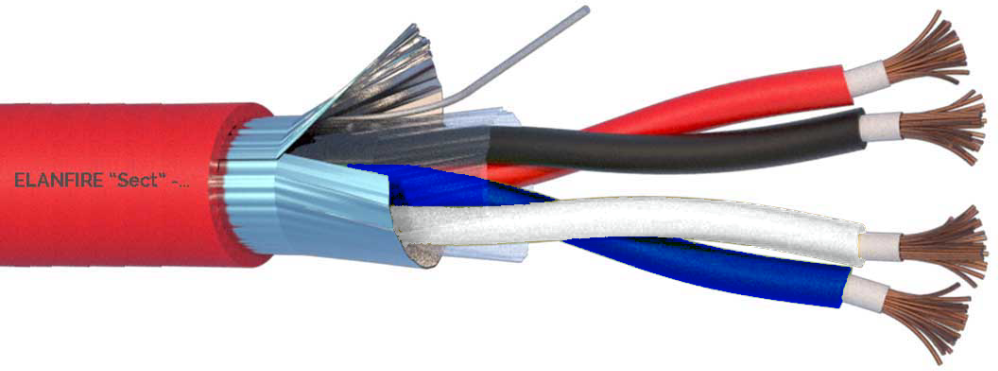 Кабел 2x2х0.5+S LSZH Cca червен – 100m PH120 ELAN, КАБЕЛИ, 284051R