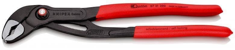 Клещи раздвижени Cobra QuickSet, червена ръкохватка 300мм, Knipex - K8721300