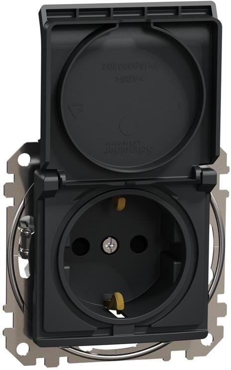 Контакт шуко с детска защита авт. и капак цвят Антрацит Sedna SE, SCHNEIDER ELECTRIC, SDD114024