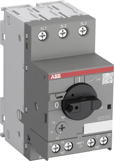 Моторна защита MS116 2.2kW TM 4-6.3A 50kA 1NO+1NC ABB, 1SAM250005R1009