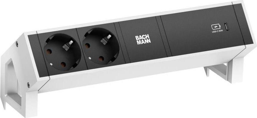 Модул DESK 2 с 2х Шуко и USB тип C Power Delivery 60W, цвят Бял, Bachmann, BACHMANN, B902.934