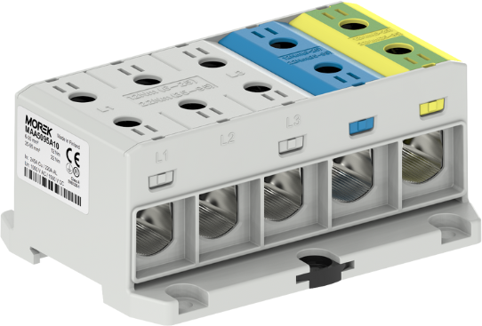 Тунелна клема L/N/E 5P 245A с 10 отвора OTL95-5x 5x1xAl/Cu 6-95mm² 1000V MOREK, MAA5095A10