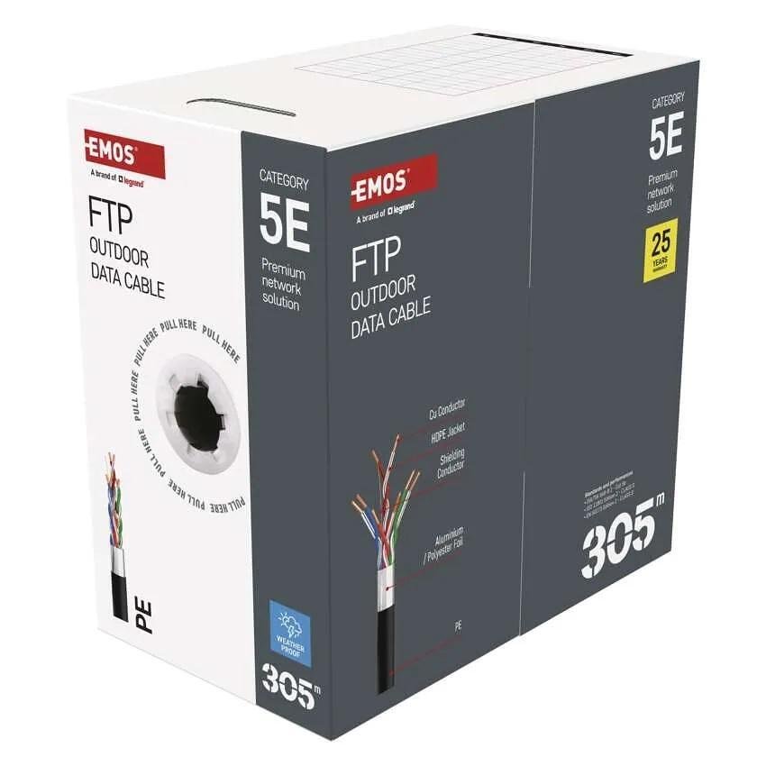 Кабел Cat.5e F/UTP PE Fca черен – 305m EMOS