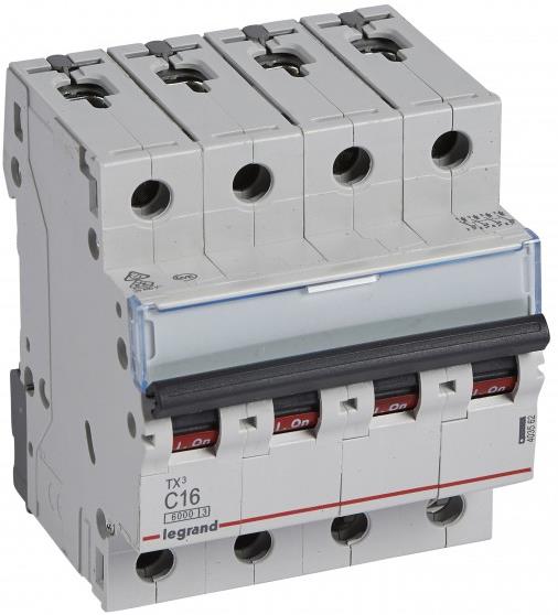 Автоматичен прекъсвач TX3 4P 16A крива С 6kA Legrand, LEGRAND НИСКО НАПРЕЖЕНИЕ, 403562