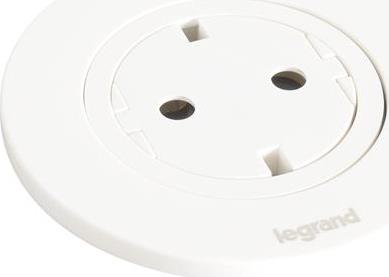 Модул за вграждане в бюро с 1х Шуко, кабел 2m, Ø60mm, цвят БЯЛ, Incara Disq Legrand, LEGRAND, 654725
