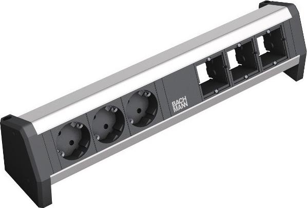 Модул DESK 1 с 3х Шуко и 3х празни модула, цвят Черен, Bachmann, BACHMANN, B902.002