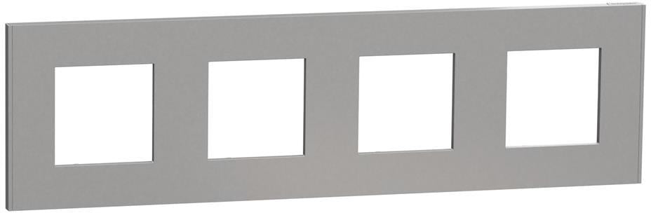 Лицева рамка 4х цвят Алуминий Unica Déco SE, SCHNEIDER ELECTRIC, NU600830