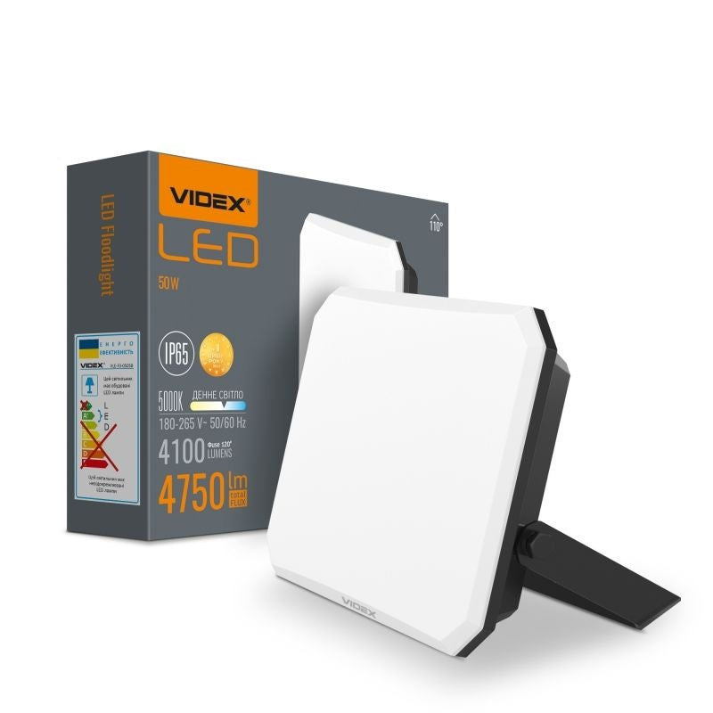 LED ПРОЖЕКТОР VLE-F3-0505B FLOOD 50W/5K VIDEX