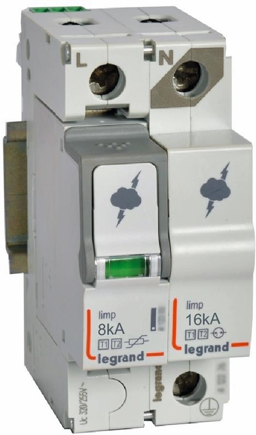 Катоден отводител тип 1+2 SPD 8kA 320V 1P+N R Legrand, LEGRAND НИСКО НАПРЕЖЕНИЕ, 412256