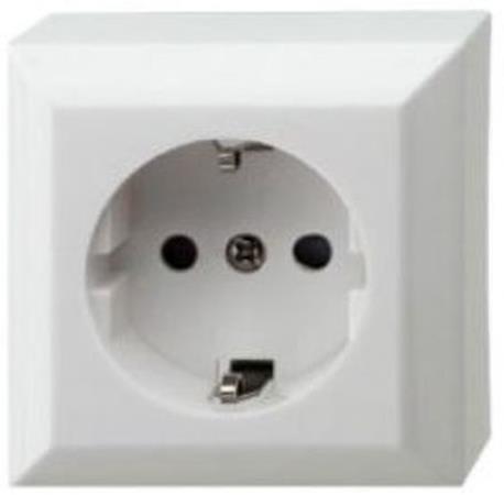 Контакт шуко ЕДИНИЧЕН 16A бял открит монтаж IP20 GAO, 0310H