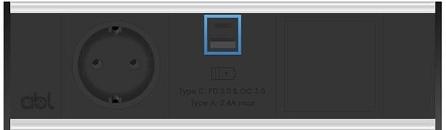 Модул Fusion 3M с 1х Шуко, USB тип A+C и 1х празен модул, цвят Черен, ABL, ABL Сърбия, 2M80F1A4