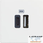 Розетка 2xUSB за зареждане тип A+C 5V 3A 2 мод. цвят Бял Classia Bticino - RW4287C2