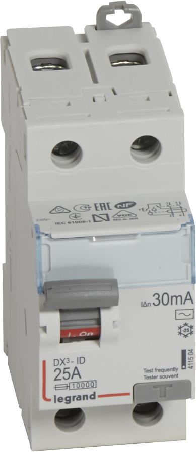 ДТЗ 2P 25А 30mА серия DX3 ID тип AC Legrand, LEGRAND НИСКО НАПРЕЖЕНИЕ, 411504
