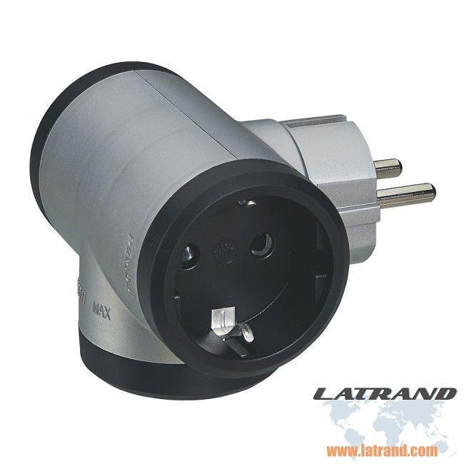 Адаптер 3х2P+T Т-образен СИВ/ЧЕРЕН Legrand - 50664