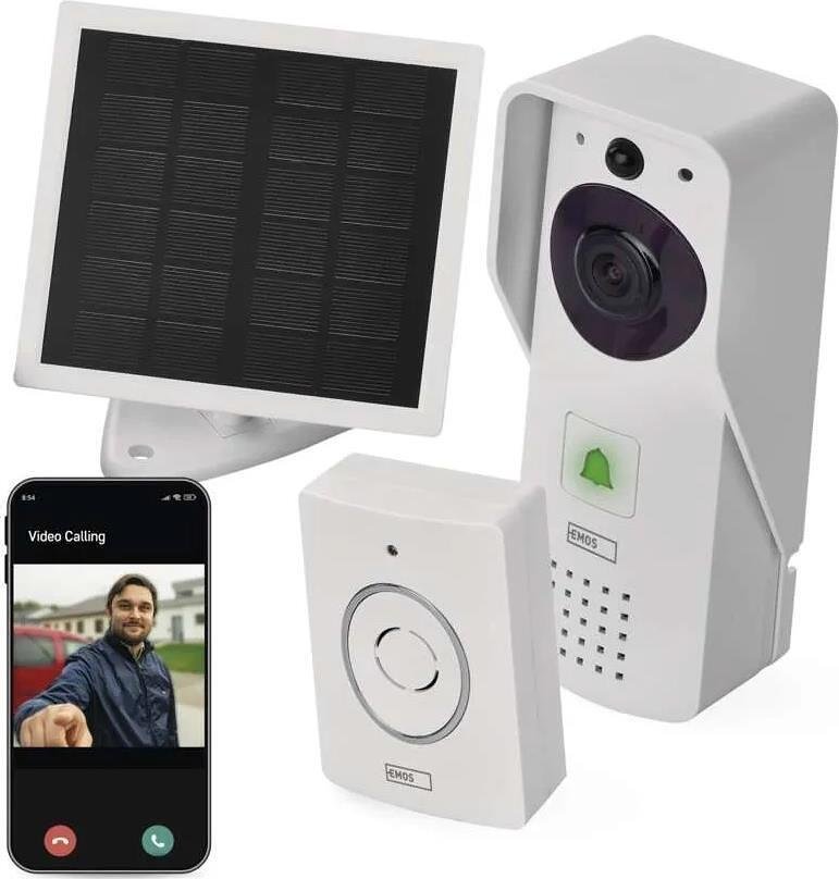 Видео бутон и звънец със соларен панел IP-09D Wi-Fi GoSmart EMOS