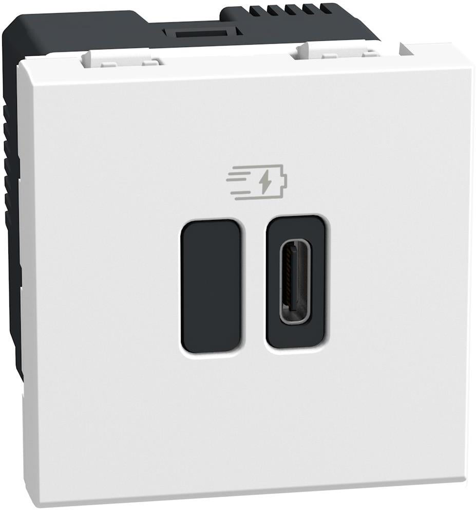 Розетка USB за зареждане тип C Power Delivery 45W 2 мод. цвят Бял Light Now Bticino, BTICINO, YW4294C