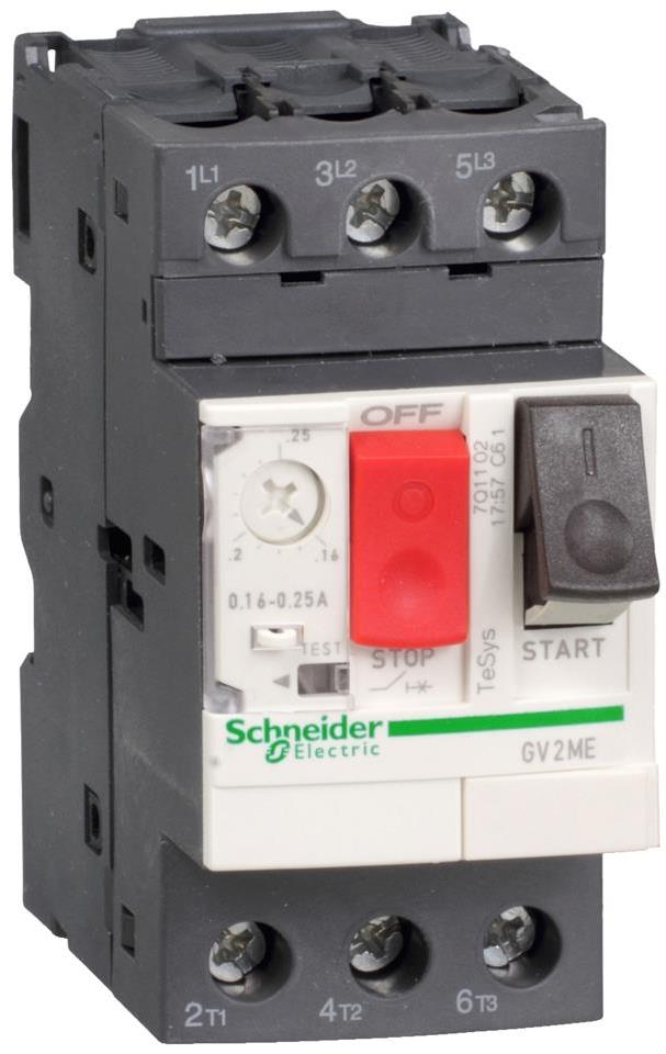 Моторна защита TeSys GV2ME 0.06kW TM 0.16…0.25A 100kA SE, SCHNEIDER ELECTRIC НИСКО НАПРЕЖЕНИЕ, GV2ME02
