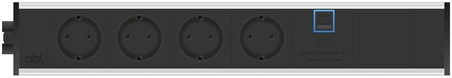 Модул Link 6M с 4х Шуко, USB тип A+C и 1х празен модул, цвят Черен, ABL, ABL Сърбия, 2M20F4A4