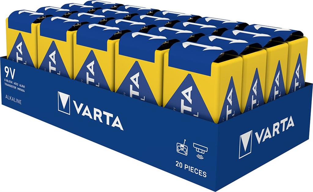 Батерия 6LR61 9V Industrial Pro (20 бр. пак.) Varta, VARTA, 6LR61-20