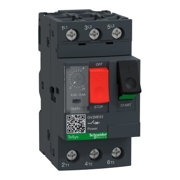 Термомагнитна моторна защита TeSys GV2 0.09kW TM 0.25…0.4A 100kA SE, SCHNEIDER ELECTRIC НИСКО НАПРЕЖЕНИЕ, GV2ME03AP