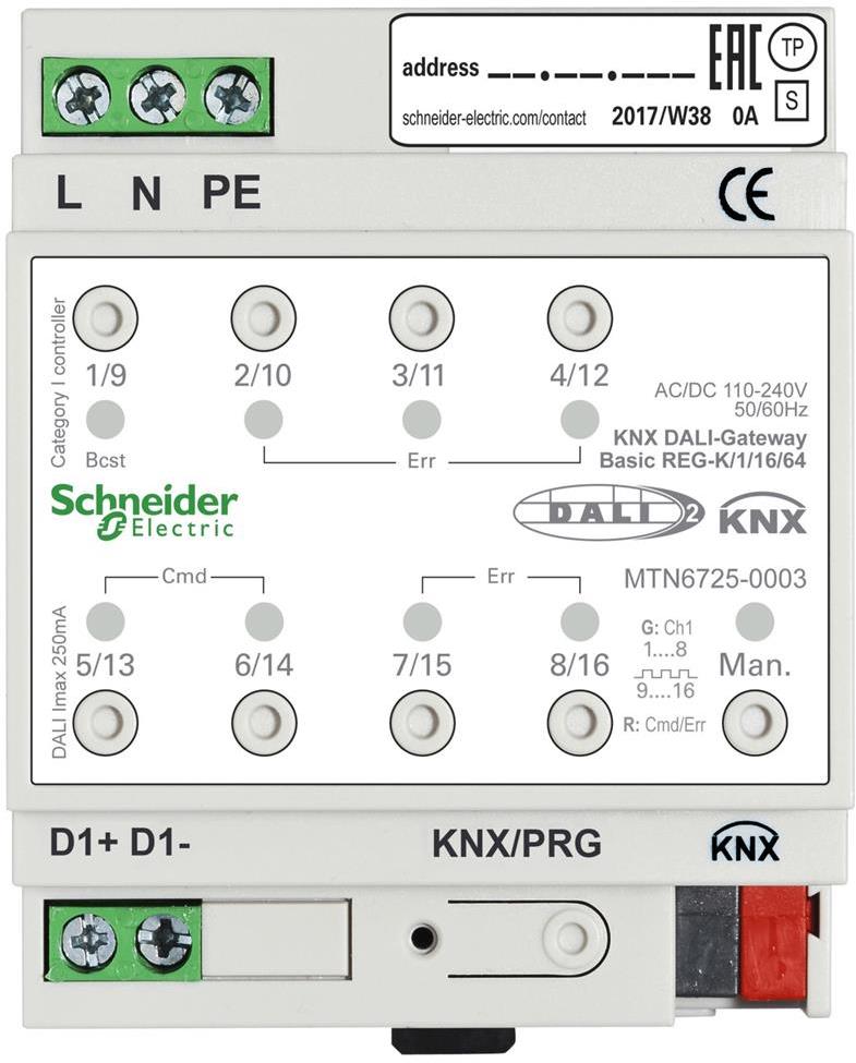 Актуатор DALI gateway SpaceLogic Basic 1х 64 баласта 4DIN KNX SE, MTN6725-0003