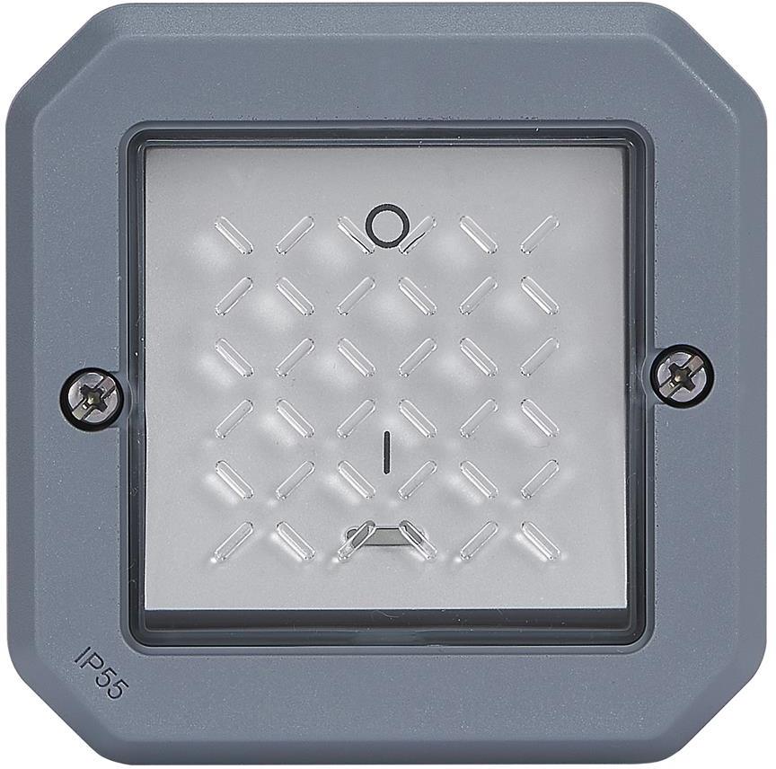 Двуполюсен ключ 16А с индикатор механизъм цвят Сив IP55 Plexo New Legrand, LEGRAND, 69528L