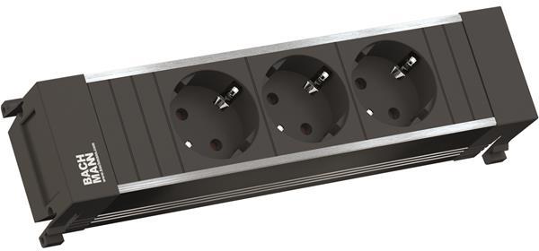 Модул за POWER FRAME 3M с 3х Шуко, с кабел 2м, цвят Черен, Bachmann, BACHMANN, B916.1192