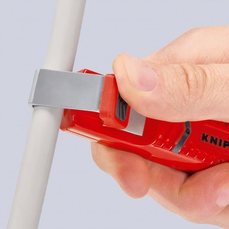 Кабелен нож, за изолация Ø4-16мм, червена ръкохватка 130мм, с фиксатор, Knipex - K162016SB