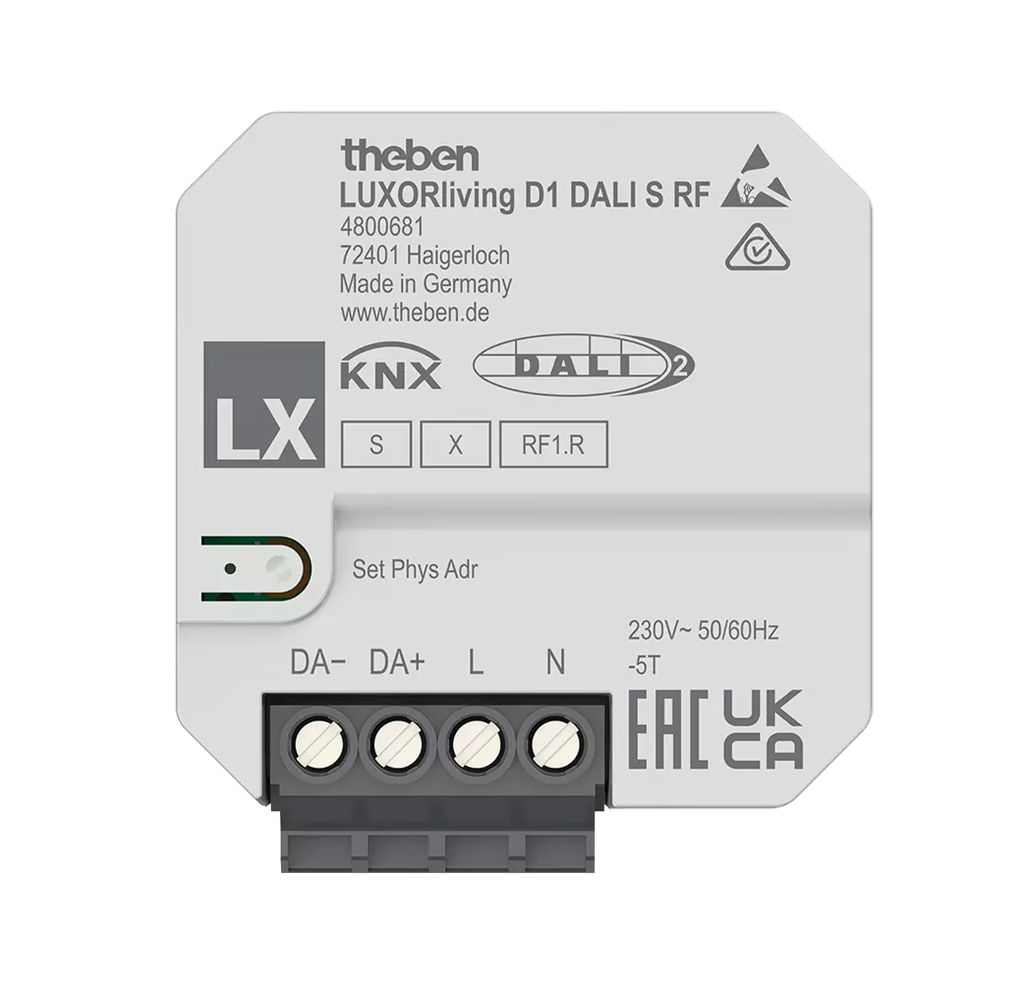 Модул DALI D1 S RF 1х 30 баласта 44х44mm LUXORliving Theben, KNX, 4800681
