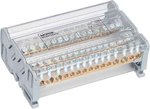 Разпределителен клемен блок Moblock 4P 125A-15 2x35 + 2x25 + 11x6mm² MOREK, MAB4126A18