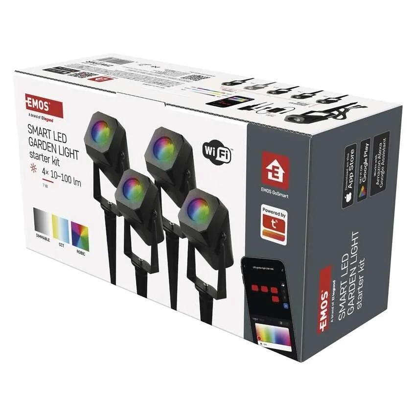 Прожектор (комплект 4 бр.) LED 1.5W RGBIC 100lm 20000h IP65 черен Wi-Fi GoSmart EMOS