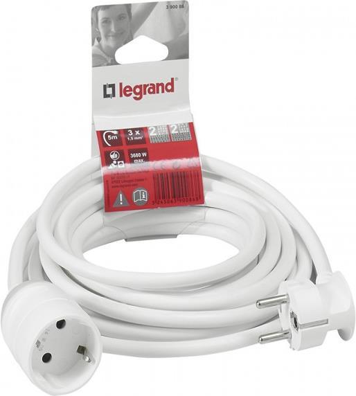 Удължител 3 метра кабел H05VV-F 3G1.5мм2 бял Legrand, LEGRAND, 390233