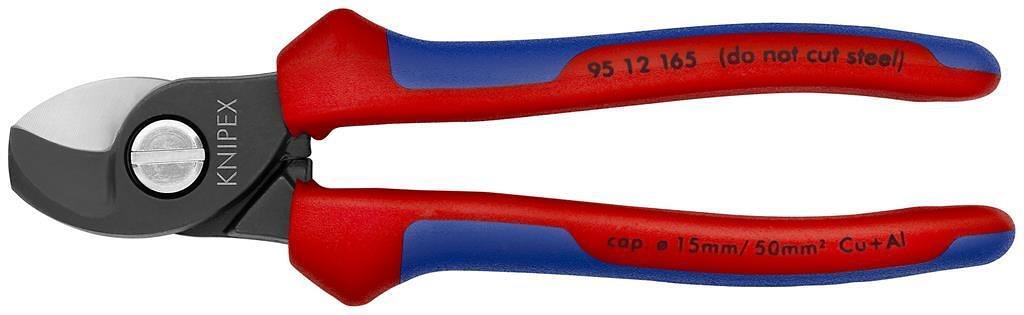 Ножици за рязане на кабел до 50мм2, синьо-червена ръкохватка 165мм, Knipex - K9512165