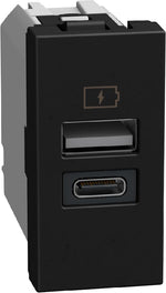 Розетка 2xUSB за зареждане тип A+C PD 20W 1 мод. цвят Графит Light Now Bticino, BTICINO, YD4192AC