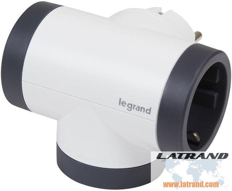 Адаптер за контакт 3х Шуко Т-образен въртящ бял NEW Legrand - 694521
