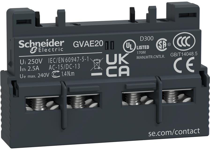 Блок помощни контакти TeSys GVxP 2NO челен монтаж SE, SCHNEIDER ELECTRIC НИСКО НАПРЕЖЕНИЕ, GVAE20