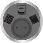 Модул Port El с 1х Шуко, USB тип A+C, RJ45 Cat.6A и HDMI, цвят Сив, ABL, ABL Сърбия, 2F22F1B7